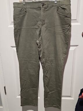 CJ Banks Olive Green Slim Straight Chinos